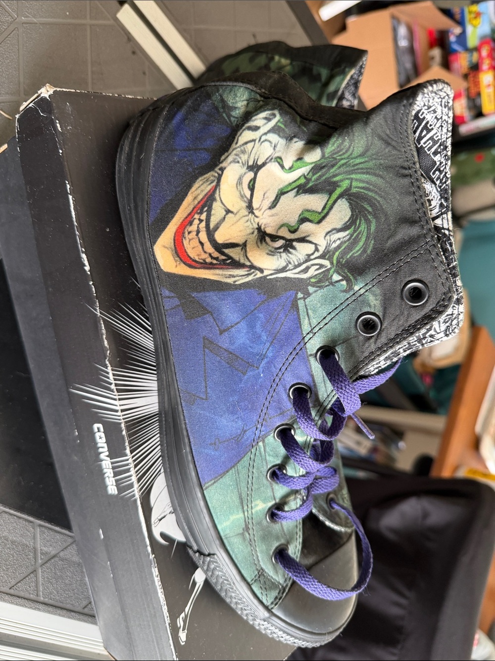 Men’s 13 Joker Graphic High-Top Sneakers in Green & Purple - Picture 6 of 11